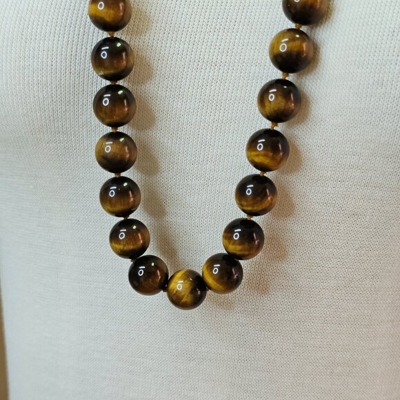 Vintage Tiger's Eye Quartz Single Strand Beaded Necklace - Picture 2 of 7